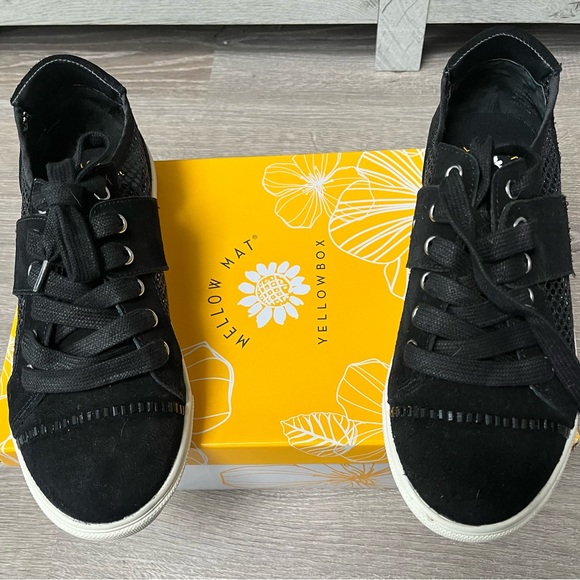 BNIB Yellowbox Barkley Black Suede/Mesh Fashion Sneakers  size 7 Adorable!!!❤️❤️ - Picture 2 of 8